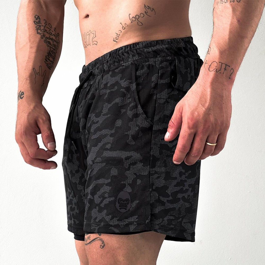 Kit 2 Shorts Kong Bermuda 2 em 1 Para Academia
