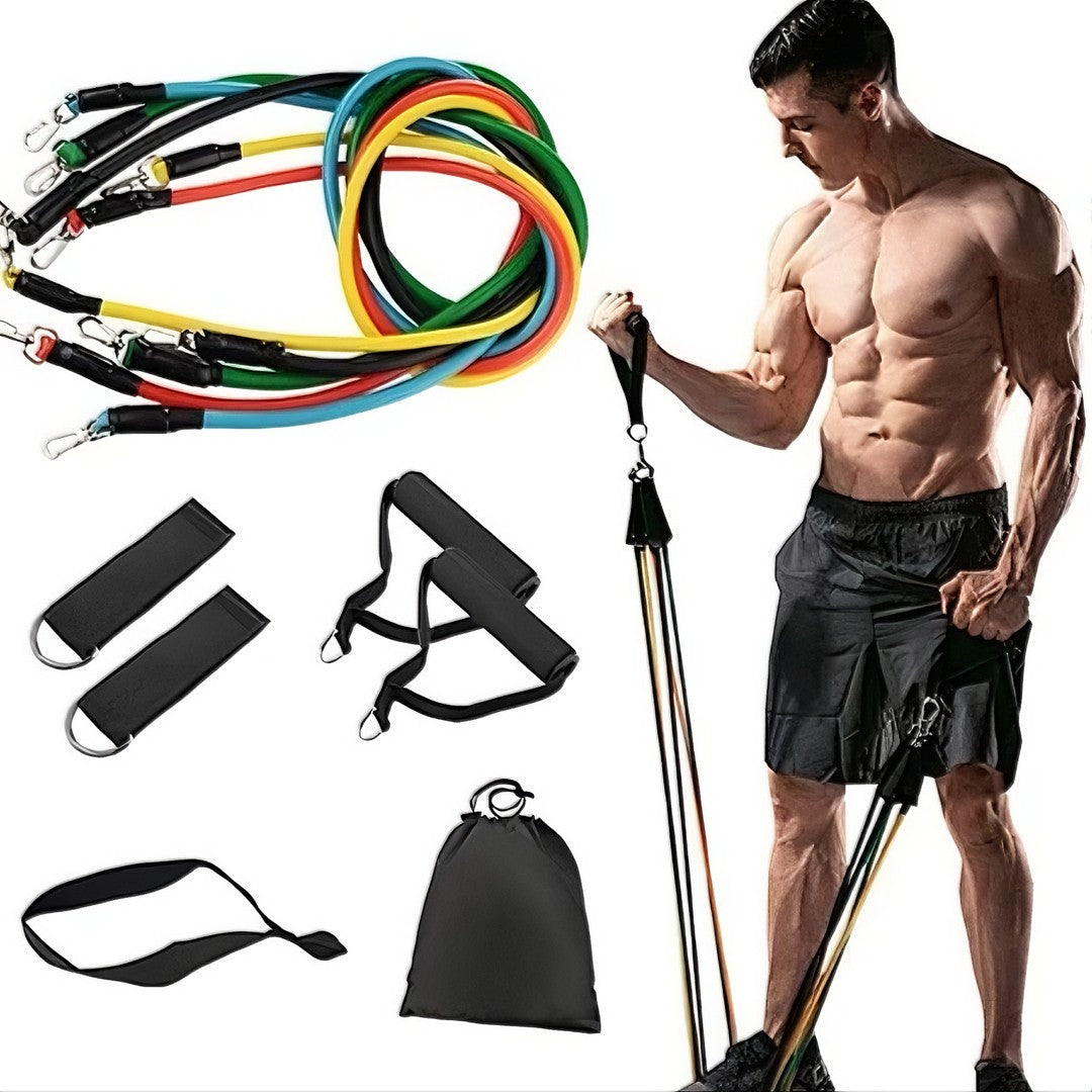PowerFit™ – Kit 11 Peças Elástico Extensor para Treino e CrossFit